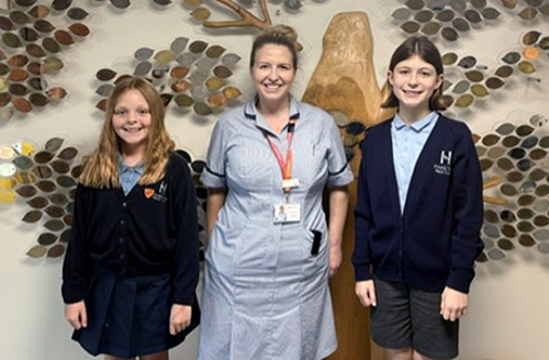 Margo Runicles and Edith Kantoch, both age 10, visited the Hospice to interview some of the team to write an article for the Gazette.