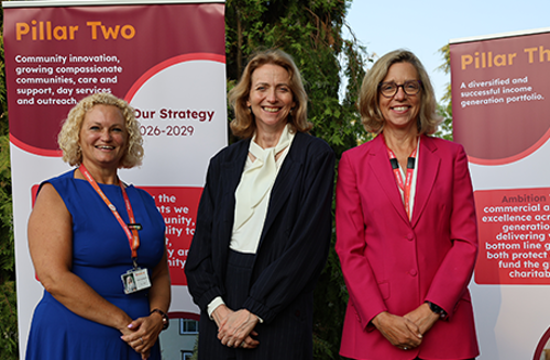 Co-CEOs Kate Heslegrave and Karen Chumbley with Pam Cox MP at St Helena Hospice Strategy Launch