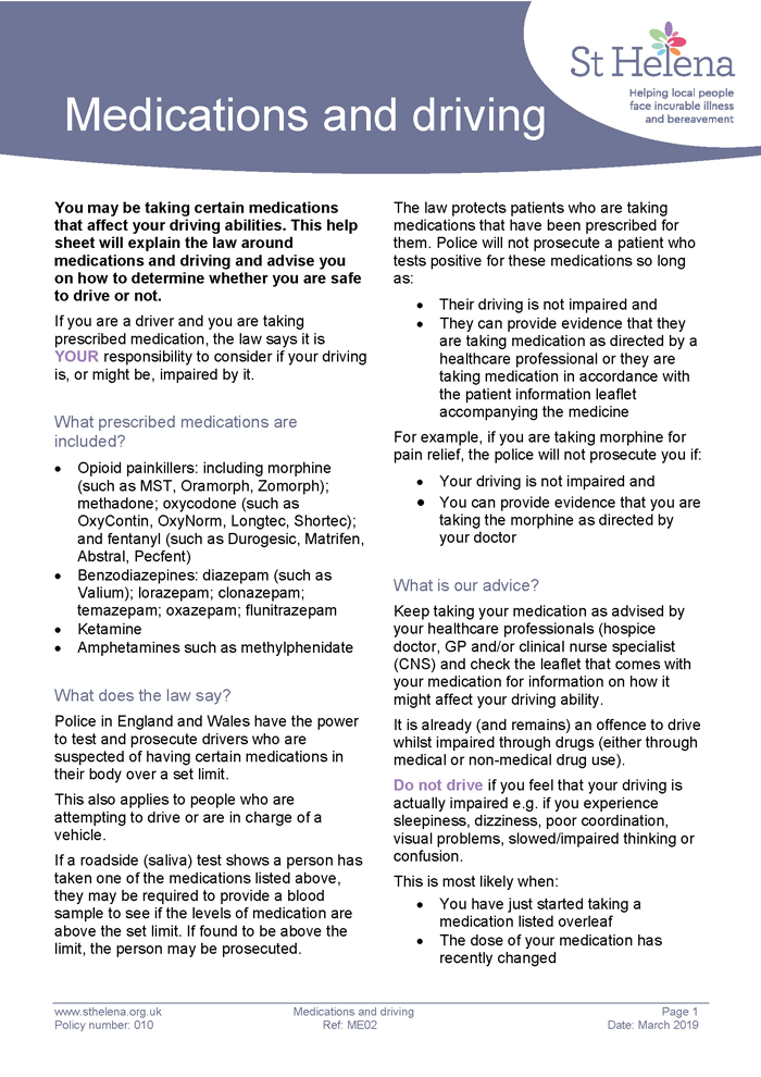 Medications and driving