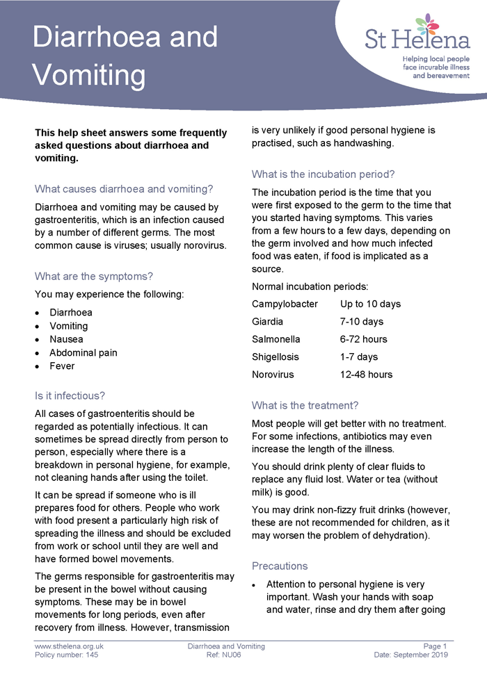 Diarrhoea and Vomiting