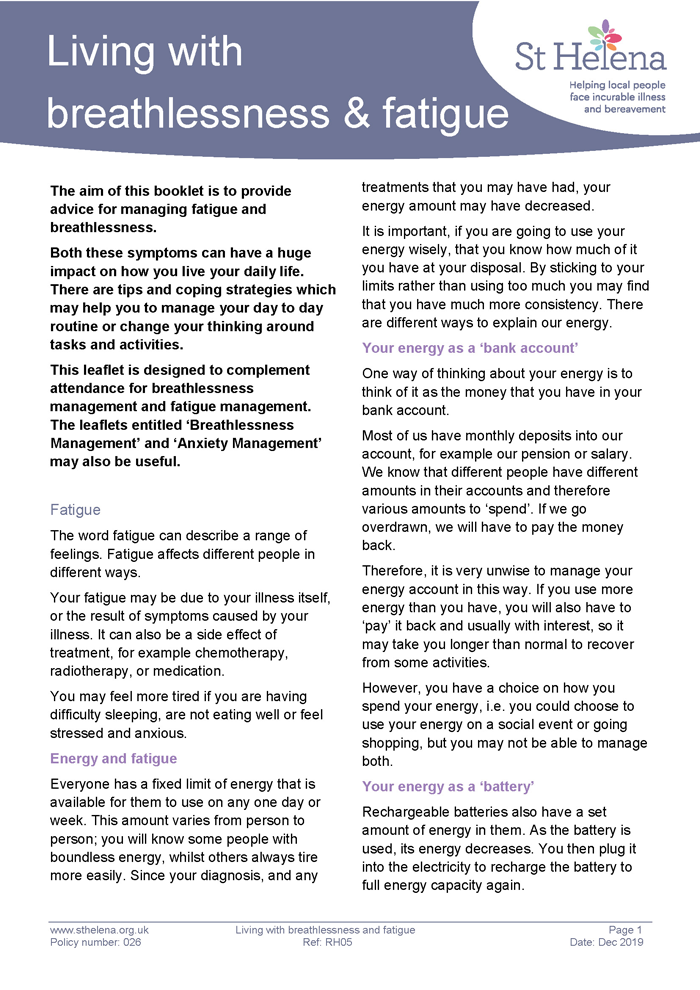 Living with breathlessness & fatigue