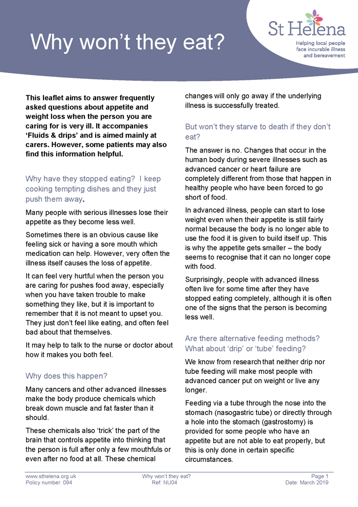 Why won’t they eat?