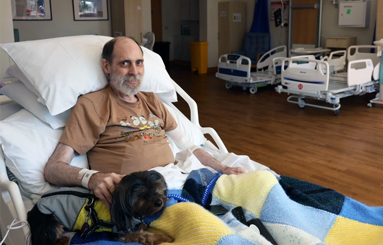 Bradley in an empty bay at St Helena Hospice