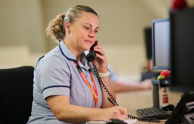St Helena SinglePoint nurse taking a phone call